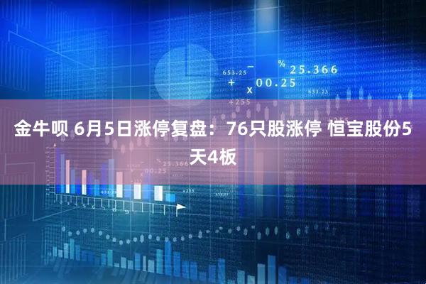 金牛呗 6月5日涨停复盘：76只股涨停 恒宝股份5天4板